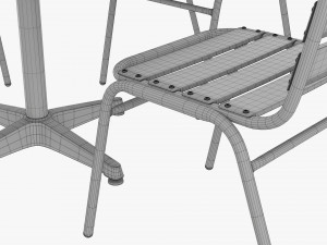 Square Metal Dining Table With Chairs 3D Model