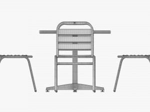 Square Metal Dining Table With Chairs 3D Model