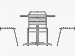 Square Metal Dining Table With Chairs 3D Model