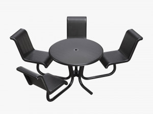 Umbrella Table With Chairs 3D Model