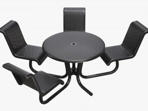 Tavolo Ombrello Con Sedie Modello 3D