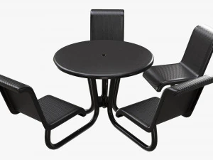 Tavolo Ombrello Con Sedie Modello 3D