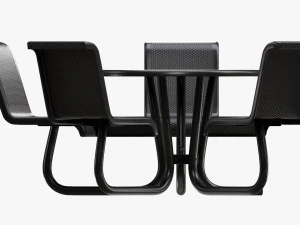 Tavolo Ombrello Con Sedie Modello 3D