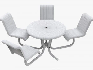 Tavolo Ombrello Con Sedie Modello 3D