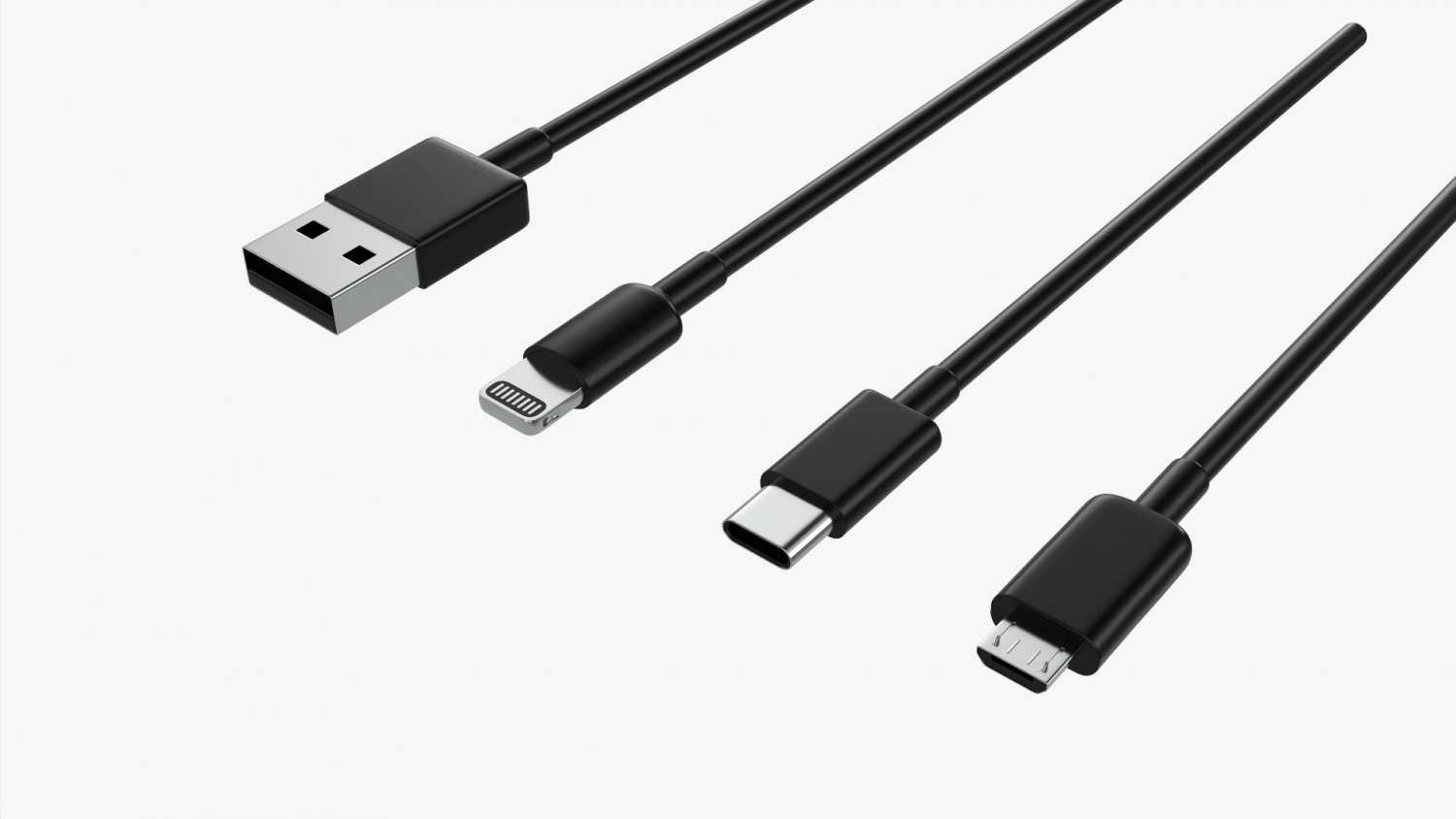 Beliggenhed Melting dusin USB C Lightning Cables Set Black 3D Model in Other 3DExport