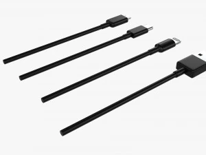 Set di cavi Lightning USB C neri Modello 3D