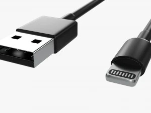 Set di cavi Lightning USB C neri Modello 3D