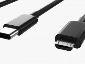 Set di cavi Lightning USB C neri Modello 3D