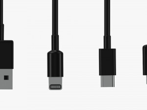 USB C Lightning Cables Set Black Modèle 3D