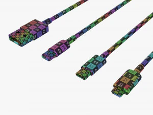 Set di cavi Lightning USB C neri Modello 3D