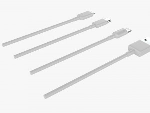 USB C Lightning Cables Set White 3D-Modell