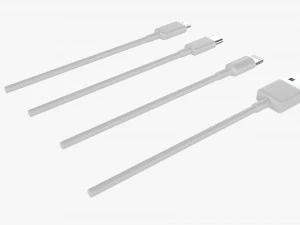 USB C Lightning Cables Set White 3D Model