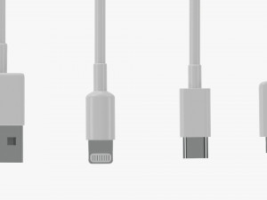 USB C Lightning Cables Set White 3D-Modell