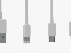 USB C Lightning Cables Set White 3D Model
