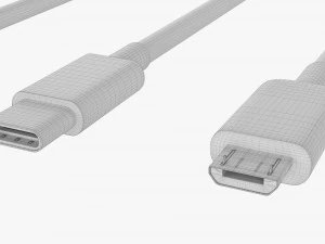USB C Lightning Cables Set White 3D Model
