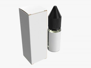 Vape Liquid Bottle And Closed Box 3D Model