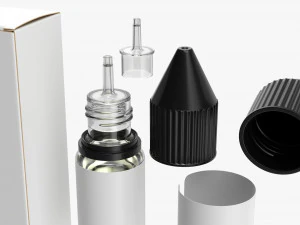 Vape Liquid Bottle And Closed Box 3D Model