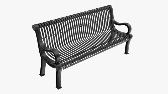 Vertical Slat Outdoor Bench With Arms 3D Model .c4d .max .obj .3ds .fbx .stl .blend 