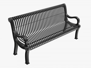 Vertical Slat Outdoor Bench With Arms 3D Model