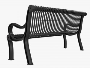 Vertical Slat Outdoor Bench With Arms 3D Model