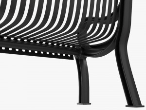 Vertical Slat Outdoor Bench With Arms 3D Model