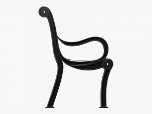 Vertical Slat Outdoor Bench With Arms 3D Model