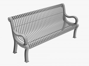 Vertical Slat Outdoor Bench With Arms 3D Model