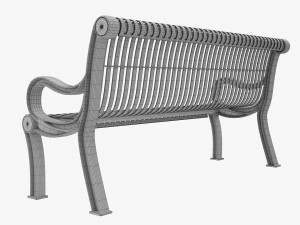 Vertical Slat Outdoor Bench With Arms 3D Model