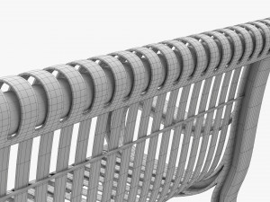 Vertical Slat Outdoor Bench With Arms 3D Model