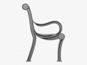 Vertical Slat Outdoor Bench With Arms 3D Model