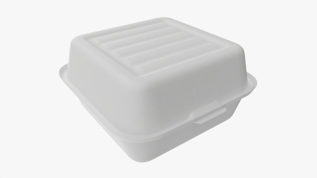 Compostable Take-Away Container Closed 3D-Modell .c4d .max .obj .3ds .fbx .stl .blend 
