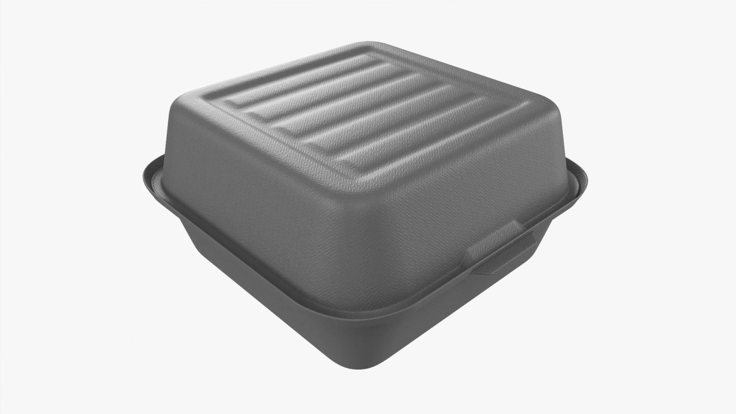 Compostable Take-Away Container Closed Gray 3D Model .c4d .max .obj .3ds .fbx .stl .blend