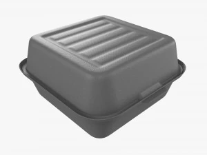 Conteneur compostable &agrave; emporter ferm&eacute; gris Modèle 3D