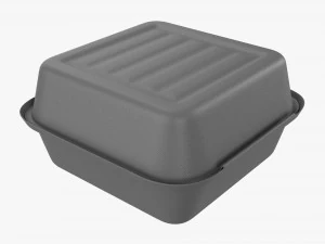 Compostable Take-Away Container Closed Gray 3D Model