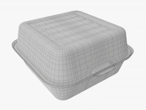 Compostable Take-Away Container Closed Gray 3D Model