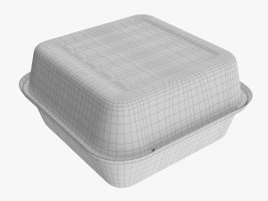 Compostable Take-Away Container Closed Gray 3D Model