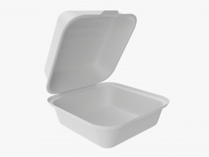 Compostable Take-Away Container Open Model 3D