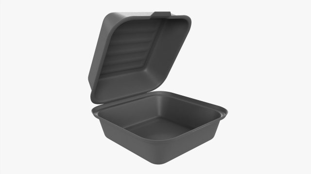 Compostable Take-Away Container Open Gray 3D Model .c4d .max .obj .3ds .fbx .stl .blend 