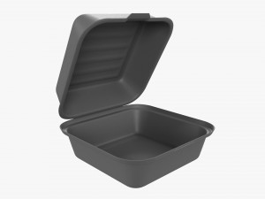 Compostable Take-Away Container Open Gray 3D Model