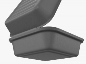 Compostable Take-Away Container Open Gray 3D Model