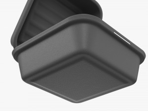 Compostable Take-Away Container Open Gray 3D Model