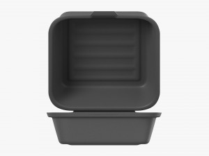 Compostable Take-Away Container Open Gray 3D Model