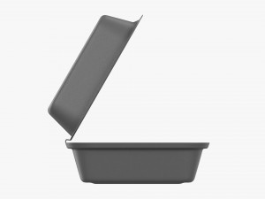 Compostable Take-Away Container Open Gray 3D Model