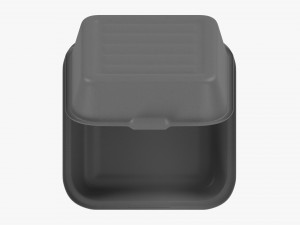 Compostable Take-Away Container Open Gray 3D Model