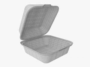 Compostable Take-Away Container Open Gray 3D Model