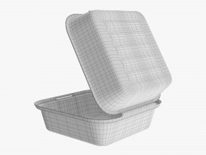 Compostable Take-Away Container Open Gray 3D Model