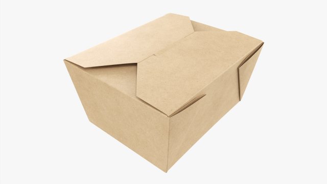 Kraft Paper Take-Away Container Closed 3D 模型 .c4d .max .obj .3ds .fbx .stl .blend 