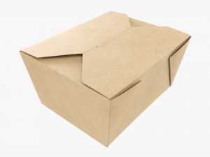 Kraft Paper Take-Away Container Closed 3D Model