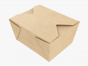 Kraft Paper Take-Away Container Closed 3D 模型