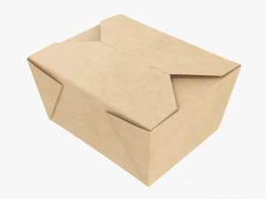 Kraft Paper Take-Away Container Closed 3D Model